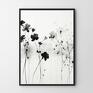 Plakat biało czarne kwiaty - format 40x50 cm do salonu