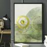 Plakat - 50 x70 cm, abstrakcja, spokojna zieleń i złoto (1 1 0007) plakaty geometryczna do sypialni