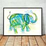 annasko plakaty grafika słoń A4, obrazek ze słoniem, plakat na zwierzęta