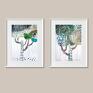 turkusowe plakaty wydruk zestaw 2 plakatów 50x70 cm - drzewa szczęścia