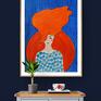 Plakat 50x70 cm - kobieta z rudymi włosami - postać wydruk