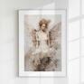 zestaw plakatów - 40x50 cm x3 tryptyk aniołów plakaty z aniołami beżowe