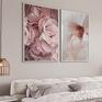 różowe zestaw plakatów - 50x70 cm róża i magnolia plakaty do salonu