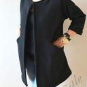 Narzutka-płaszcz wiosenny oversize L-XL - czarny, 100% bawełna