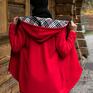 handmade bluza -płaszcz czerwona w środku