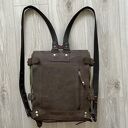 vintage plecaki plecak zielono brązowy ze skóry i