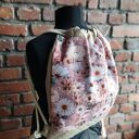 Plecak-worek boho w kwiaty - romantyczny dodatek handmade