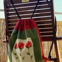 Plecak-worek Red Rose - czerwone róże, bawełna i alcantara (handmade)