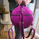 Okrągły plecak 2w1 fioletowe kwiaty