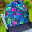 Workoplecak Hibiskusy - wodoodporny, ręcznie szyty plecak damski