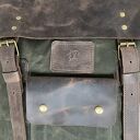 Plecak ze skóry i bawełniany zielono-brązowy Vintage