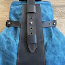 wyjątkowe plecaki miejski niebiesko brązowy plecak „bukłak”