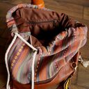 Plecak SUMMER VIBE skóra naturalna tkanina brązy żółty