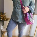 Okrągły plecak 2w1 fioletowe kwiaty