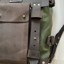 plecaki vintage plecak zielono brązowy ze skóry i