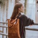 Unikalny plecak - torebka ręcznie wykonany przez Ladybuq Art Studio torba z naturalnej skóry
