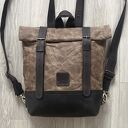 ręczne wykonanie brązowy plecak ze skóry i bawełny woskowanej zapinany na dwie klamry