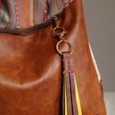 Plecak SUMMER VIBE skóra naturalna tkanina brązy żółty