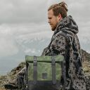 ręczne wykonanie zielono brązowy plecak z bawełny woskowanej i skóry vintage zapinany na dwie klamry