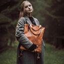 Unikalny plecak - torebka ręcznie wykonany przez Ladybuq Art Studio torba z naturalnej skóry