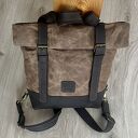 plecaki brązowy plecak ze skóry i bawełny