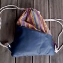 Plecak SUMMER VIBE skóra naturalna tkanina granat fiolet żółty