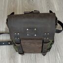 plecaki turystyczny plecak zielono brązowy ze skóry i