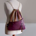 Plecak SUMMER VIBE skóra naturalna tkanina granat fiolet żółty