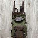 vintage plecaki plecak zielono brązowy ze skóry i