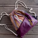 Plecak SUMMER VIBE skóra naturalna tkanina granat fiolet żółty