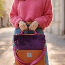 Torba plecak 2w1 Ibiza w odcieniach różu - sztruks i welur tapicerski