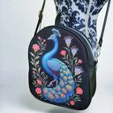Plecak miejski NIEMAZACO z kolorowym pawiem - handmade