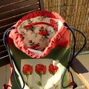 Plecak worek Red Rose - czerwone róże, ręczne szycie