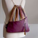 Plecak SUMMER VIBE skóra naturalna tkanina granat fiolet żółty