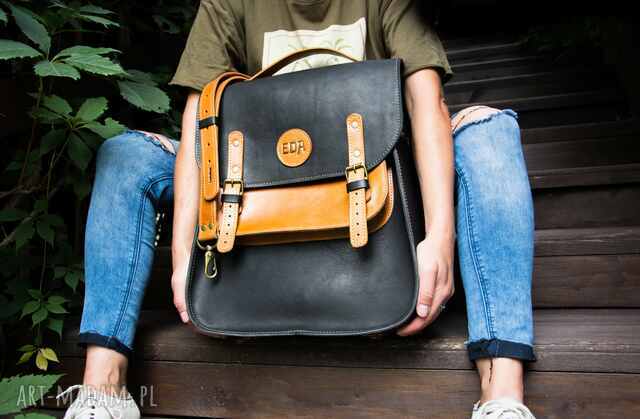 Duży skórzany plecak idealny prezent dla niej, ręcznie wykonana torba na ramię od Ladybuq Art