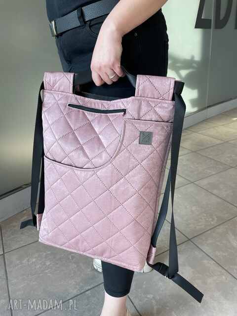 Poketówka Duża torbo-plecak, wygodna i pojemna, brudny róż