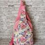 Plecak dwukomorowy ekoskóra handmade na jedno ramię - różowy pastelowe kwiaty plecaki