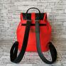 czarne kolorowe plecaki plecak miejski bucket bag czerwony z czarnym