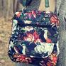 zielone plecak torba listonoszka - kwiaty i ptaki pakowna