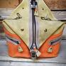 oryginalny plecak podróżny skórzany w kolorach pomarańcz i limonka od personalizacja