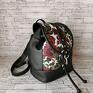e Vamsti handmade produkt polski plecak plecaki damski miejski bucket bag bordowe róże prezent kwiaty ekoskóra