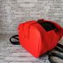 plecak plecaki damski czerwone miejski bucket bag z czarnym handmade produkt polski
