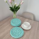 Komplet podkładek szydełkowych pod kubki ze sznurka 17 cm (4 szt.)