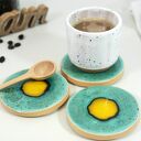 Ceramiczne podkładki pod kubek - pawie oko