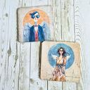Para podkładek drewnianych Anielski duet 10x10 cm - dla pary