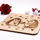 Drewniana ręcznie wypalana podkładka pod kubek - Jeże, prezent handmade