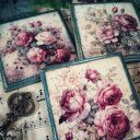 Róże w stylu vintage - dekoracyjne podkładki decoupage (komplet 3 szt.)