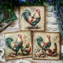 Dekoracyjne podkładki decoupage z kogutami