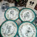 Okrągłe podkładki pod kubki decoupage vintage - komplet 4 sztuk