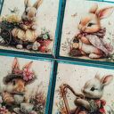Ozdobne podkładki decoupage z zajączkami vintage shabby chic